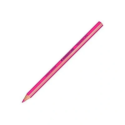 Abbildung von STAEDTLER trockener Textmarker Buntstift, neon pink, ergonomische Dreikantform, ideal für dünnes Papier, 12 Trockentextmarker im Kartonetui, 128 64 23