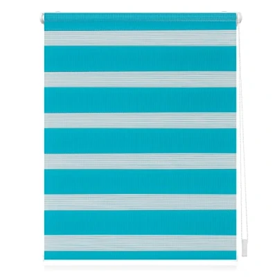 Abbildung von Lichtblick Doppelrollo Klemmfix ohne Bohren, Streifen, Blickdicht, Klemmträger Montage, Sichtschutz, Wandmongtage, Deckenmontage, für Fenster und Türen Blau,70 cm X 220 (B L)