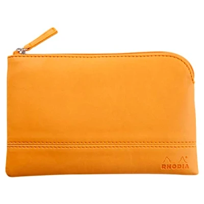 Abbildung von Rhodia 116547C Rhodiarama Reißverschlusstäschchen aus italienischem Kunstleder, Kleinformat (11x17 cm), Orange, 1 Stück