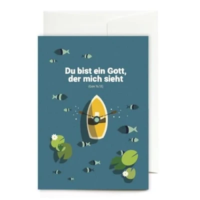 Abbildung von Du bist ein Gott, der mich sieht (Motiv Boot): Klappkarte (inkl. Briefumschlag) Jahreslosung 2023