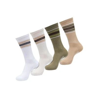 Abbildung von Urban Classics Unisex Layering Stripe 4PACK Socken, Größe: 47 50, White whitesand tiniolive unionbeige