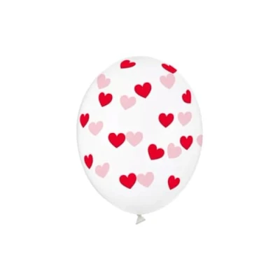 Abbildung von PartyDeco Latex Luftballons mit Herzen in der Luft Ballons fünfseitig rot bedruckt Durchmesser ca. 30 cm (1 Op. 6 Stück) für Hochzeit Geburtstag Party Hochzeitsbankett Babyparty