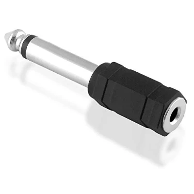 Abbildung von BestPlug Audio Mono Adapter Aux in Out, 3,5mm Klinke Buchse Kupplung weiblich auf 6,3mm Stecker männlich, Schwarz
