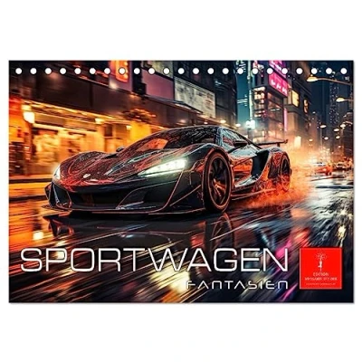 Abbildung von Sportwagen Fantasien (Tischkalender 2025 DIN A5 quer), CALVENDO Monatskalender