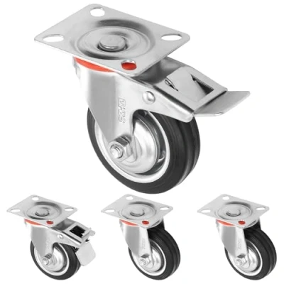 Abbildung von H&amp;S Möbelrolle Transportrollen mit Bremse Möbelrollen Räder Rollen Schwerlast, (4 St), Schwerlastrollen 75 mm für Möbel 4er Set Gummi Lenkrollen