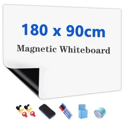 Abbildung von JOMUSAGA Whiteboard Folie, 180 x 90 cm, magnetisch selbstklebende Weißwandtafel Sticker DIY, inklusive Marker, Schwamm und Magnete, für Schule, Büro Zuhause
