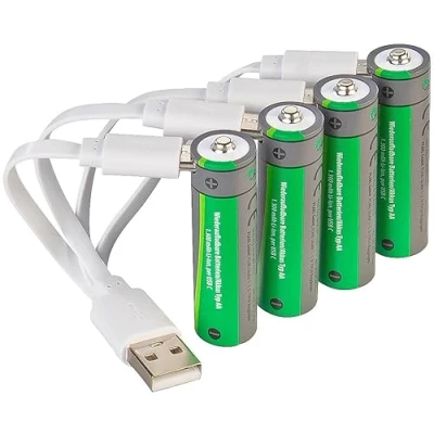 Abbildung von tka Köbele Akkutechnik Akku AA: 4er Set wiederaufladbare Batterien Typ AA,1950mWh,schnellladen per USB (USB Akku)