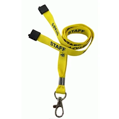 Abbildung von Customcard ltd. Lanyards, bedruckt („Staff“, „Visitor“ oder gepunktet) StaffYellow
