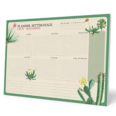 Abbildung von Grupo Erik Wochenplaner Tischkalender Block A4 Kalender Planer Botanical Cacti auf Italienisch Tischplaner ohne festes Datum
