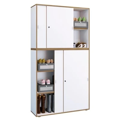 Abbildung von VCM Holz Büroschrank Ordner Aktenschrank Büromöbel Schrank Salia 5 Fach Breite 100 cm Schiebetüren Weiß