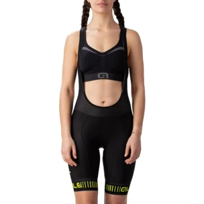 Abbildung von Alé Cycling Damen Prr Strada Trägerhose, Schwarz/Fluo Gelb, XL