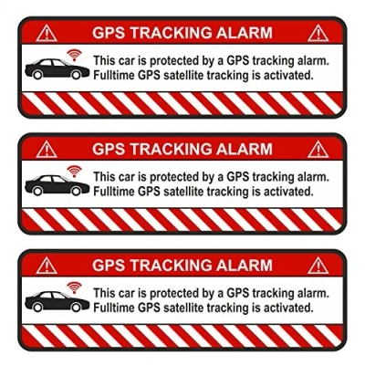 Abbildung von Finest Folia 9X GPS Aufkleber Fahrrad Motorrad Auto Alarm Warnung Anti Diebstahl Sticker Tracker gesichert (Weiß, R054 Auto)