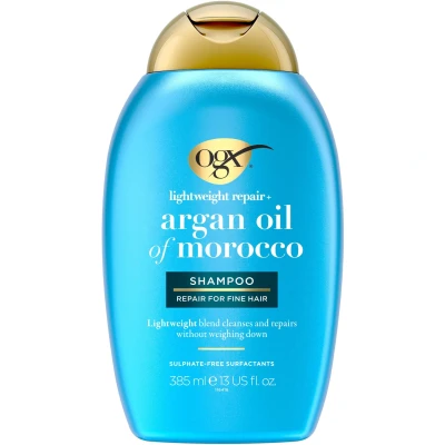 Abbildung von OGX Argan Oil of Morocco Lightweight Shampoo (385 ml), feuchtigkeitsspendendes Haarshampoo &amp; schwerelose Haarpflege mit Arganöl Vitamin B5