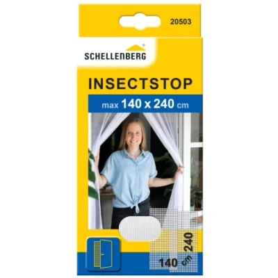 Abbildung von SCHELLENBERG Insektenschutz Vorhang &quot;Insektenschutz für Balkontür und Terrassentür&quot;, Fliegenvorhang ohne bohren, 140 x 240 cm, weiß, 20503