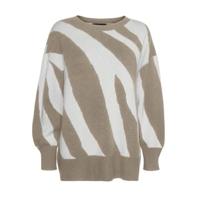 Abbildung von Vero Moda Vmnancy Oneck LONG Strickpullover, Damen, Größe: Large, Silver mink