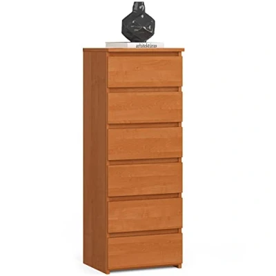 Abbildung von AKORD Kommode mit 6 Schubladen Rollschubladen Schubladenschrank Kleiderschrank Sideboard Ablage Robust Universal Design Erle