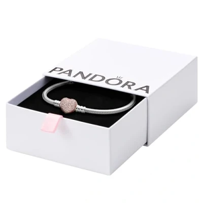 Abbildung von Pandora Heart Clasp Snake Armband, Damen, Größe: 19, Sterling silver and rose gold plated