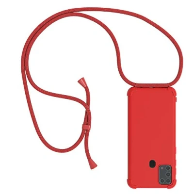 Abbildung von EAZY CASE Handykette kompatibel mit Samsung Galaxy M31 Handyhülle Umhängeband, Handykordel Schutzhülle, Silikonhülle, Hülle Band, Kette für Smartphone, Full Color Rot