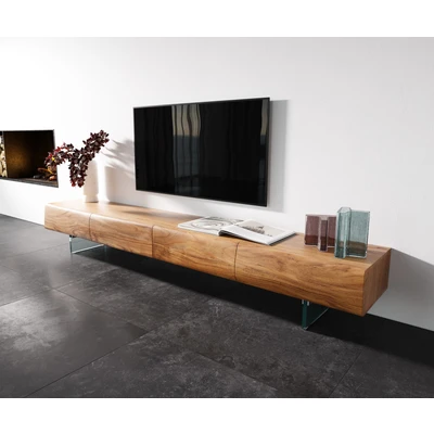 Abbildung von Lowboard New Live Edge 240 cm Akazie Natur 4 Schubladen Glasfuß