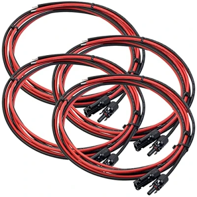 Abbildung von revolt MC4 Kabel: 4er Set Solarmodul Verbindungskabel, 4 mm² Leitungsquerschnitt, 3 m (Solarkabel, Stecker, Verlängerungskabel)