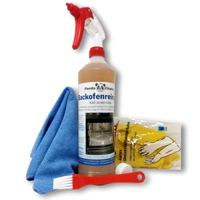 Abbildung von PandaCleaner Backofen &amp; Grillreiniger Grillrostreiniger Konzentrat Backofenreiniger (Spar Set, [5 St. 1 x Handschuhe, Tuch, Pinsel, Sprühkopf Reiniger Liter)