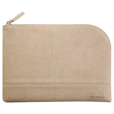 Abbildung von Rhodia 116626C Rhodiarama Reißverschlusstäschchen aus italienischem Kunstleder, M (16x22 cm), Beige, 1 Stück