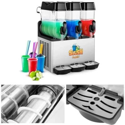 Abbildung von Royal Catering Slush Maker 3 x 12 L Slushmaschine Eismaschine Softeis Slusheis Gastronomie, Stahl, Kunststoff (Polycarbonat)