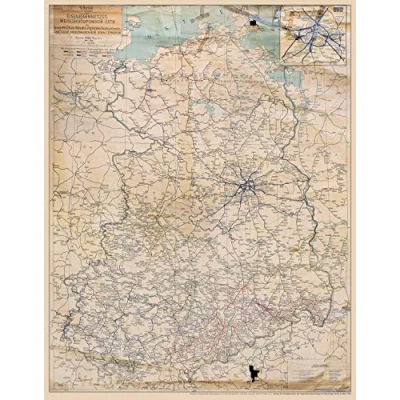 Abbildung von ÜBERSICHTSKARTE Deusche Reichsbahn (DR) im März 1946 Eisenbahnnetz der SOWJETISCHEN BESATZUNGSZONE Deutschlands gerollt: Reichsbahndirektionen ... Cottbus, Erfurt , Halle und Schwerin