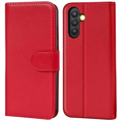 Abbildung von Verco Handyhülle für Samsung Galaxy A54 5G Hülle, Bookcase Tasche Flipcover Case [Kartenfächer/Aufstellfunktion], Rot