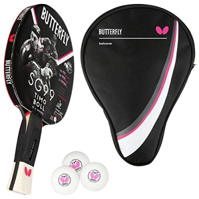 Abbildung von Butterfly 1x Timo Boll SG99 Tischtennisschläger + Hülle 3x TT Bälle