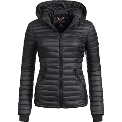 Abbildung von Navahoo Damen leichte Übergangsjacke Steppjacke mit Kapuze Kimuk Schwarz Gr. XS