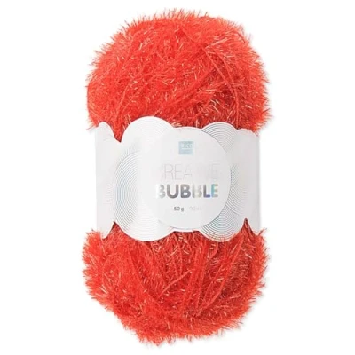 Abbildung von Frida&#039;s Wollhaus Rico Design 50 g Creative Bubble Schwammgarn Wolle Stricken Häkeln 57 Farben (006 Rot)