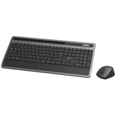 Abbildung von Hama Multi Device Tastatur und Maus Set, Verbindung per Funk Bluetooth kabellos, Layout QWERTZ DE, Wireless, ergonomische Form, Office