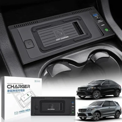 Abbildung von Singkin Kabelloses Auto Ladegerät für Mercedes Benz GLE/GLS/GL/ML 2012 2019, OEM Passform mit 27W USB A &amp; Type C Wireless Schnellladendes Handy W166 X166 C292 Zubehör