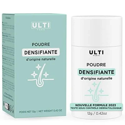 Abbildung von ULTI Paris Streuhaar zur Haarverdichtung &amp; vollem Haar.100% Natur! Schütthaar bei Haarausfall und lichtem Haar Haarpuder 12g (Schwarz) (12g, Schwarz)