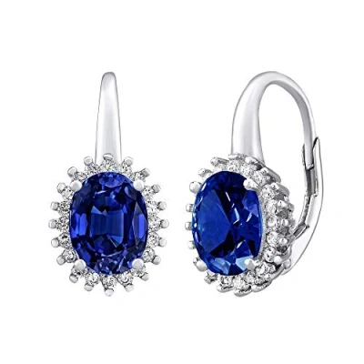 Abbildung von SILVEGO Damen Ohrringe aus 925 Sterling Silber mit Zirkonia und synthetischem Saphir Ovale Form