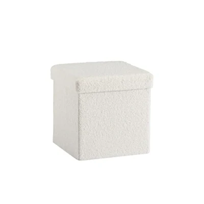 Abbildung von Zedelmaier Sitzhocker Sitzwürfel mit Stauraum Plüschstoff Fußbank Truhen Aufbewahrungsbox faltbar belastbar bis 300 kg, Deckel abnehmbar, 38 x cm (Weiß 38)