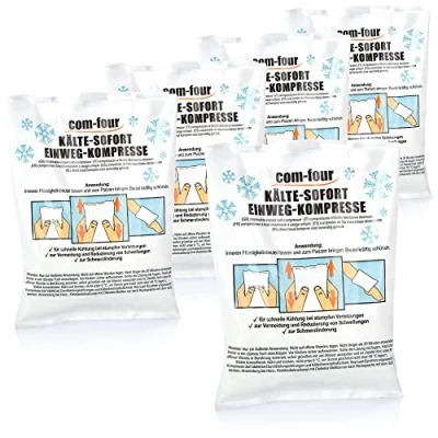 Abbildung von com four® 5x Einweg Kälte Sofort Kompresse zum Knicken 21 x 15 cm, Kältepack sofortigen Kühlen, Kühlpack für Erste Hilfe Maßnahmen, Kühlkissen zur äußerlichen Anwendung (05 Stück Set 2)