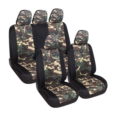 Abbildung von Susy Shop Universal Sitzbezüge, vorne und hinten, universelle Passform, einfache Montage (A23, komplettes Set, Camouflage Classic)