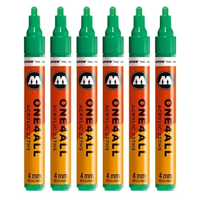 Abbildung von Molotow One4All 227HS Acryl Marker (4,0 mm Strichstärke, hochdeckend und permanent, UV beständig, für fast alle Untergründe) 6 Stück Farbe 235 türkis