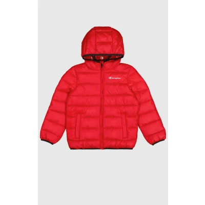 Abbildung von Champion Script SHOP Hooded Contrast Small LOGO Unisex Winterjacke für Kinder, Größe: 162/167, Red