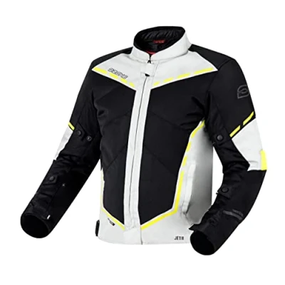 Abbildung von OZONE MOTO Jet II Motorradjacke Herren Textil Ellbogen und Schultern Protektoren Stufe 1 Mesh Einsätze Abnehmbare wasserdichte Membran Reflektierende Elemente