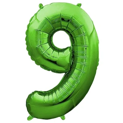 Abbildung von envami® Deko 9 Geburtstag Junge Grün 101CM Ballon Zahl Luftballon 9. Zahlen Geburtstagsdeko Folienballon Jahre fliegt mit Helium