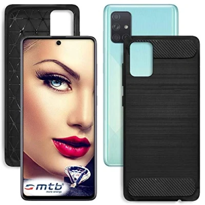 Abbildung von mtb more energy® Hülle Carbon für Samsung Galaxy A51 (SM A515, 6.5&#039;&#039;) Schwarz flexibel TPU Case Cover Tasche Schutzhülle