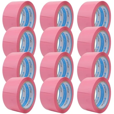 Abbildung von gws Paketklebeband 12 Rollen pink Geräuscharmes Universalklebeband zum Verpacken von Paketen Hohe Klebekraft Profi Qualität 66 m Länge 50 mm Breit