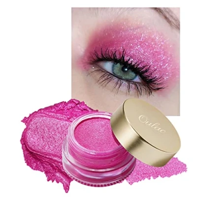 Abbildung von Oulac Glitzer Lidschatten Rose Hochpigmentierter Creme Wasserfest &amp; Langlebig Metallisch schimmernde Finish Verblendbar Faltenfreies Augen MakeupVegan 06g (09)