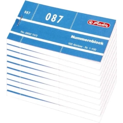 Abbildung von Herlitz Nummernblöcke 1 1000/892703 105x50 mm sortiert Inh.1x10Stück (Weiß)
