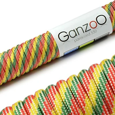 Abbildung von Ganzoo Paracord 550 Seil, Nylon Polyester, 4mm, Typ 3, 30 Meter, 7 Kernstränge, Outdoor Schnur, Allzweck Hundehalsband, Hundeleine, Armband knüpfen, Camping, Survival rot weiß schwarz