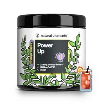 Abbildung von Power Up Mojito Gaming Booster, Energy drink Pulver mit Koffein, NewCaff75, B Vitaminen, Vitamin C, L Tyrosin, Ginkgo und Grüntee Extrakt 40 Drinks vegan, hochdosiert, Stevia 320 g