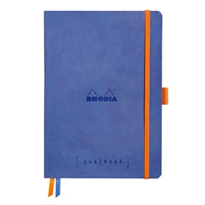 Abbildung von Rhodia 117768C Notizheft Goalbook (DIN A5, 14,8 x 21 cm, kariert, praktisch und trendige, mit weichem Deckel, 90g, elfenbeinfarbigem Papier, 120 Blatt, Gummizug, Lesezeichen) 1 Stück, Zaphirblau